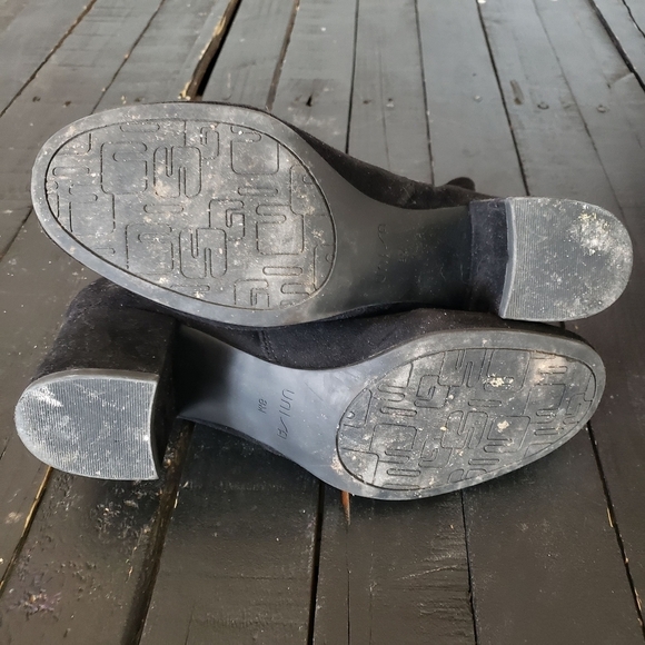 Unisa Black Unkianna Mid Calf Faux Suede Bootie Women's 8 Stretch Block Heel - Picture 4 of 8